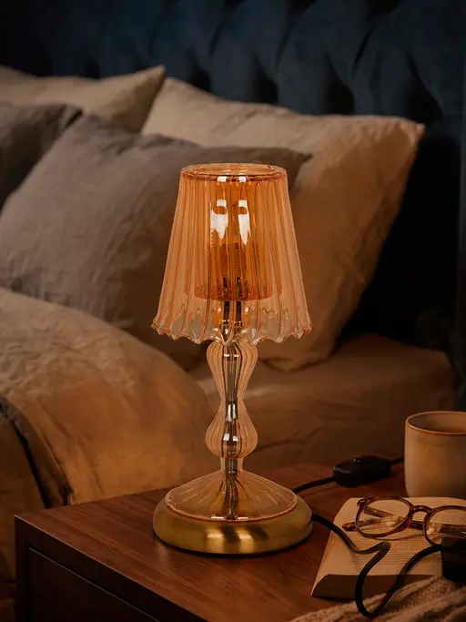 delightevents Amber Glass Table Lamp